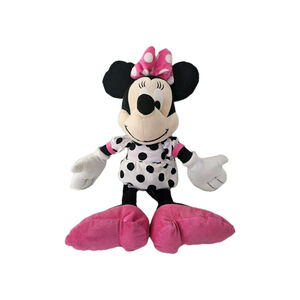 DISNEY 20" Minnie Mouse Plush Stuffed Doll White Dress Black Dots EUC